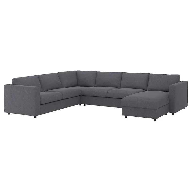 IKEA VIMLE ВИМЛЕ, углов 5-мест диван-кровать+козетка, Окрашенный в средне-серый цвет 095.452.66 фото №1