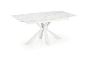 Обідній стіл розкладний HALMAR VIVALDI 160-200x89 см, стільниця - білий мармур, ніжки - білі фото
