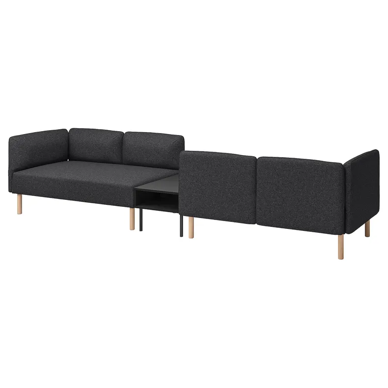 IKEA LILLEHEM ЛИЛЛЕХЕМ, 4-м модульный диван со столиком, Окрашенное темно-серое дерево 895.697.53 фото №1