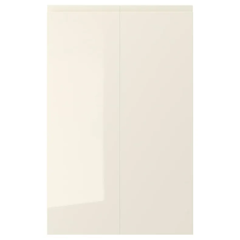 IKEA VOXTORP ВОКСТОРП, 2 дверцят для кутової підлог шафи, лівосторонній / глянцевий світло-бежевий, 25x80 см 203.211.56 фото №1