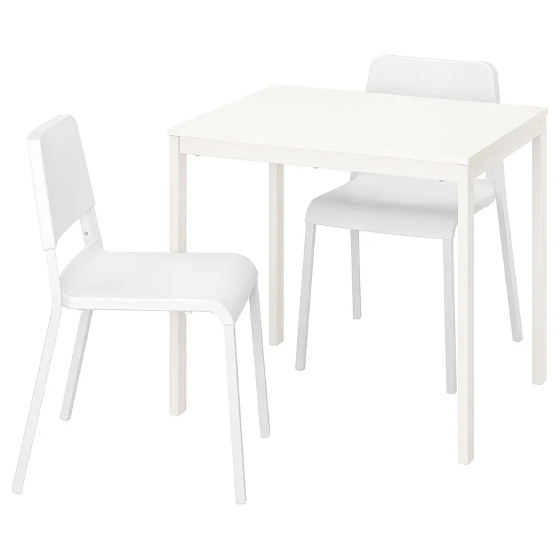 IKEA VANGSTA ВАНГСТА / TEODORES ТЕОДОРЕС, стол и 2 стула, белый / белый, 80 / 120 см 192.212.09 фото №1