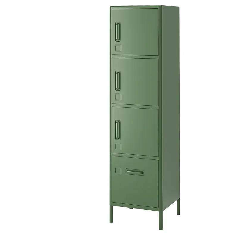 IKEA IDÅSEN ІДОСЕН, висока шафа з шухлядами й дверцятам, темно-зелений, 45x172 см 104.964.01 фото №1