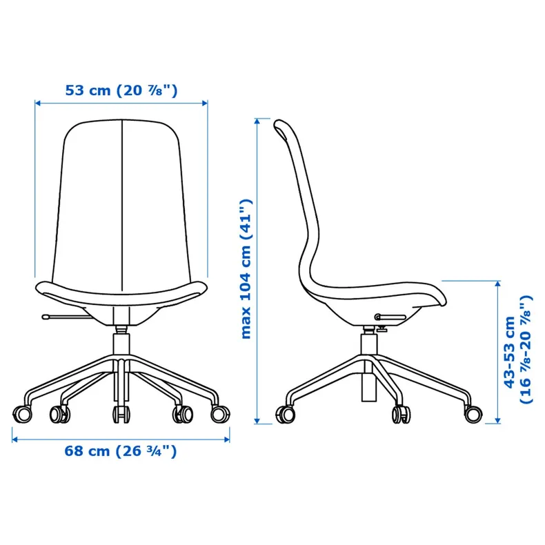 IKEA LÅNGFJÄLL ЛОНГФЬЄЛЛЬ, крісло для конференцій, ГУННАРЕД темно-сірий / білий 392.525.15 фото №8