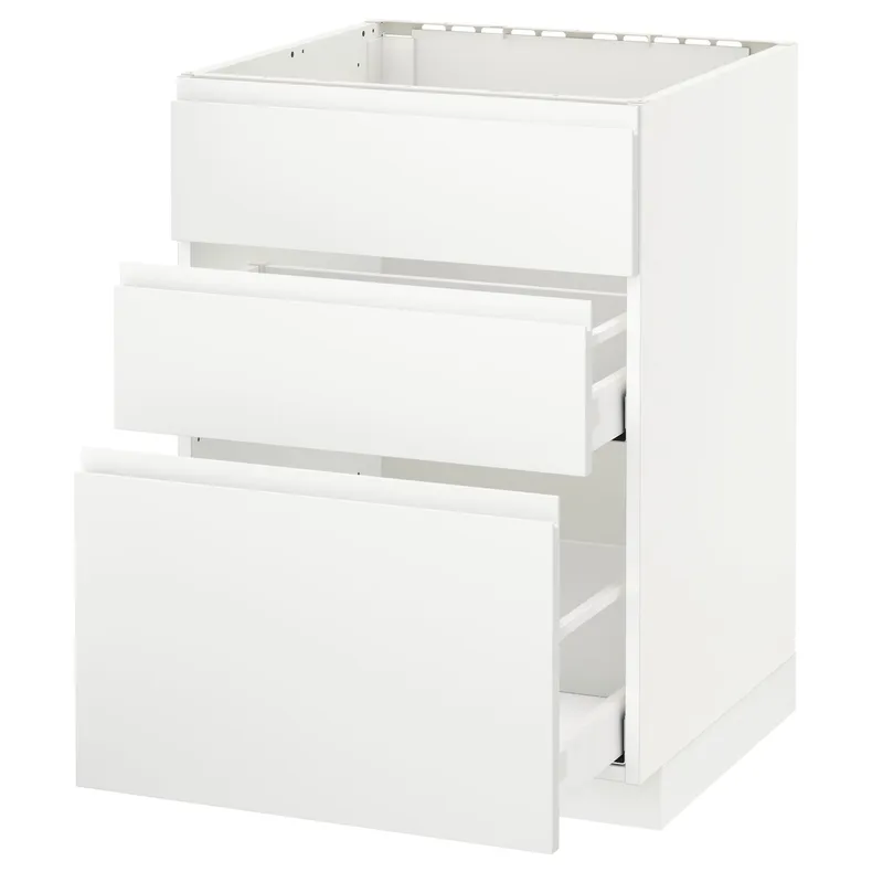 IKEA METOD МЕТОД / MAXIMERA МАКСІМЕРА, підлог шафа д / мийки+3 фр пан / 2 шух, білий / Voxtorp матовий білий, 60x60 см 191.126.77 фото №1