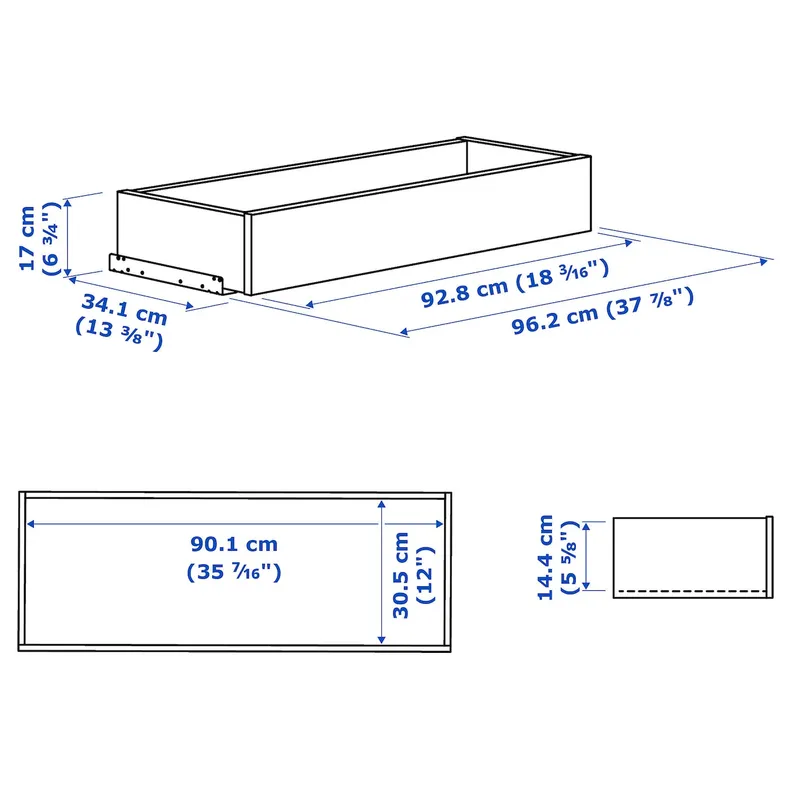 IKEA KOMPLEMENT КОМПЛЕМЕНТ, шухляда, білий, 100x35 см 702.467.58 фото №5