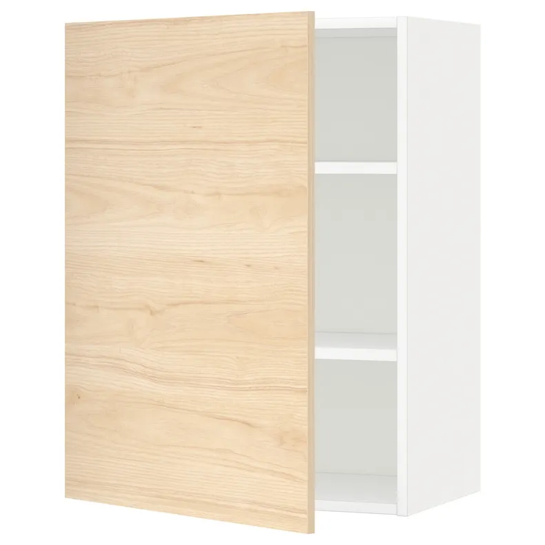 IKEA METOD МЕТОД, навесной шкаф с полками, белый / аскерсундский узор светлый ясень, 60x80 см 794.602.11 фото №1