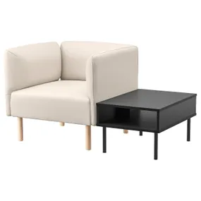 IKEA LILLEHEM ЛІЛЛЕХЕМ, крісло і журнальний стіл, ВІССЛЕ бежевий/деревина 595.697.40 фото