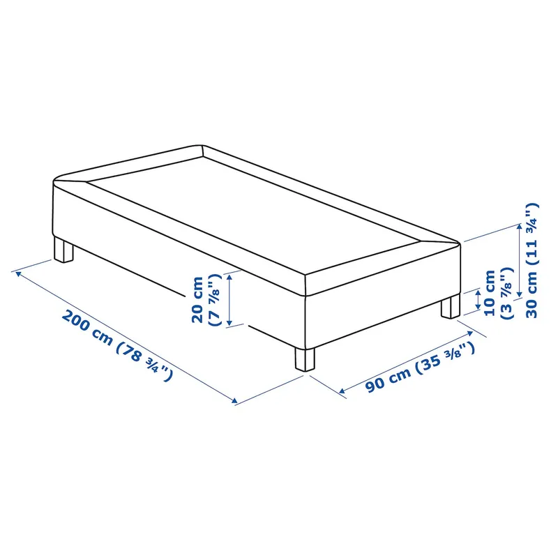 IKEA LYNGÖR ЛИНГЁР, основание пружинного матраса, ножки, белый, 90x200 см 095.528.36 фото №6