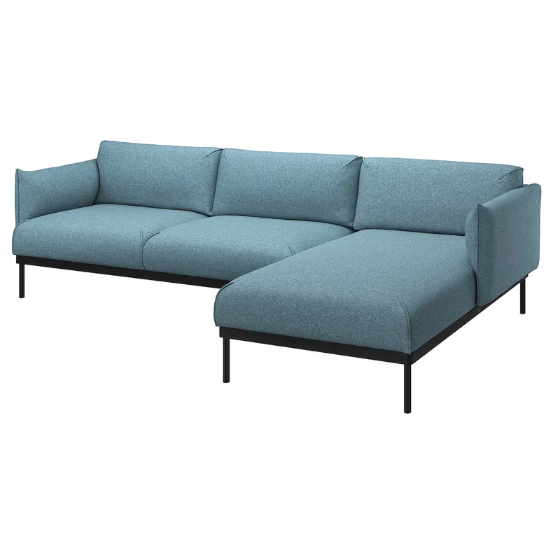 IKEA ÄPPLARYD ЭППЛАРЮД, 3-местный диван с козеткой, Окрашенный в светло-голубой цвет 195.281.72 фото №1