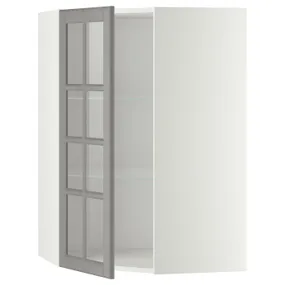 IKEA METOD МЕТОД, углов навесн шкаф с полками / сткл дв, белый / бодбинский серый, 68x100 см 993.949.65 фото