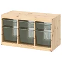 IKEA TROFAST ТРУФАСТ, комбинация д / хранения+контейнеры, Светлая сосна, окрашенная в белый / светло-зеленый-серый цвет, 93x44x52 см 795.332.41 фото thumb №1