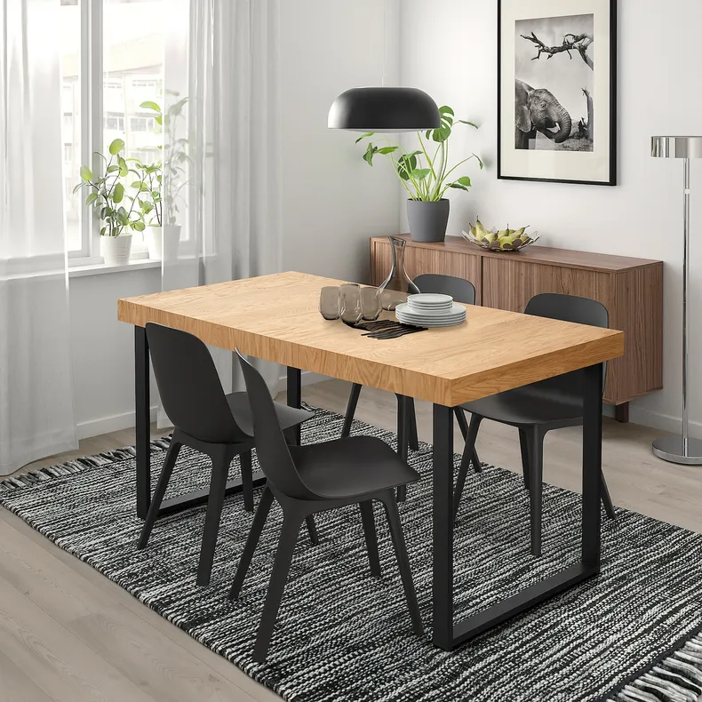 IKEA TARSELE ТАРСЕЛЕ, розкладний стіл, okl дуб / чорний, 150 / 200x80 см 705.813.59 фото №2