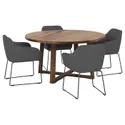 IKEA MÖRBYLÅNGA МЕРБЮЛОНГА / TOSSBERG ТОССБЕРГ, стіл+4 стільці, дуб okl коричневий морилка / сірий металік, 145 см 992.880.31 фото thumb №1