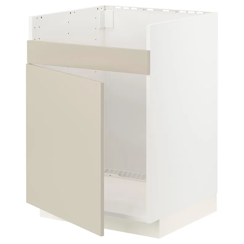 IKEA METOD МЕТОД, напольный шкаф для мойки ХАВСЕН, белый / гавсторпский бежевый, 60x60 см 194.650.61 фото №1