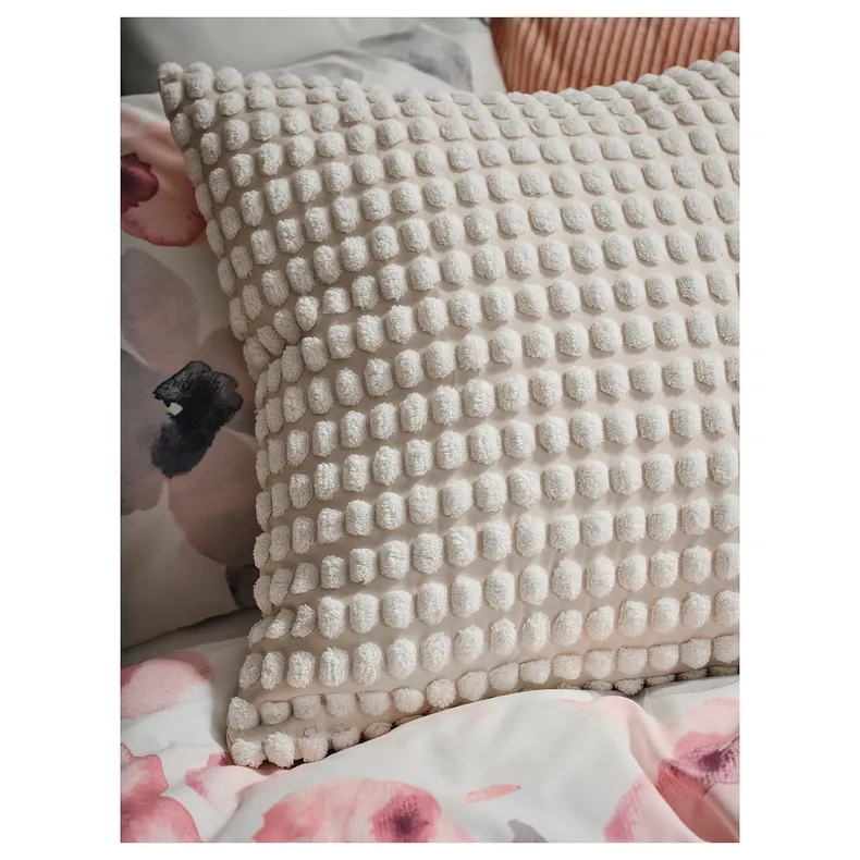 IKEA SVARTPOPPEL СВАРТПОППЕЛ, чохол на подушку, кремово-білий, 50x50 см 605.430.04 фото №4