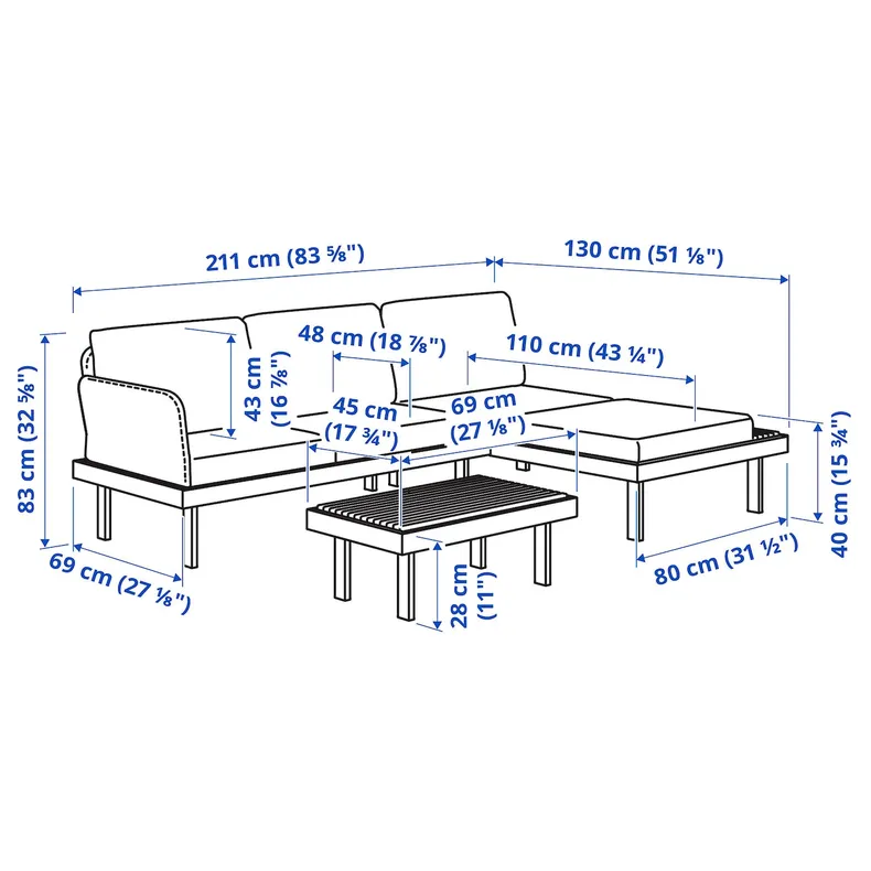 IKEA REVSKÄR РЕВШЕР, 3-местный набор мебели, внешняя отделка антрацит / фросен / дувхольмен темно-серый 395.446.23 фото №8