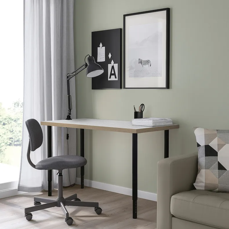 IKEA LAGKAPTEN ЛАГКАПТЕН / OLOV ОЛОВ, письмовий стіл, білий антрацит / чорний, 120x60 см 895.084.20 фото №7