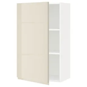 IKEA METOD МЕТОД, шафа навісна із полицями, білий / Voxtorp високий глянець світло-бежевий, 60x100 см 494.551.74 фото