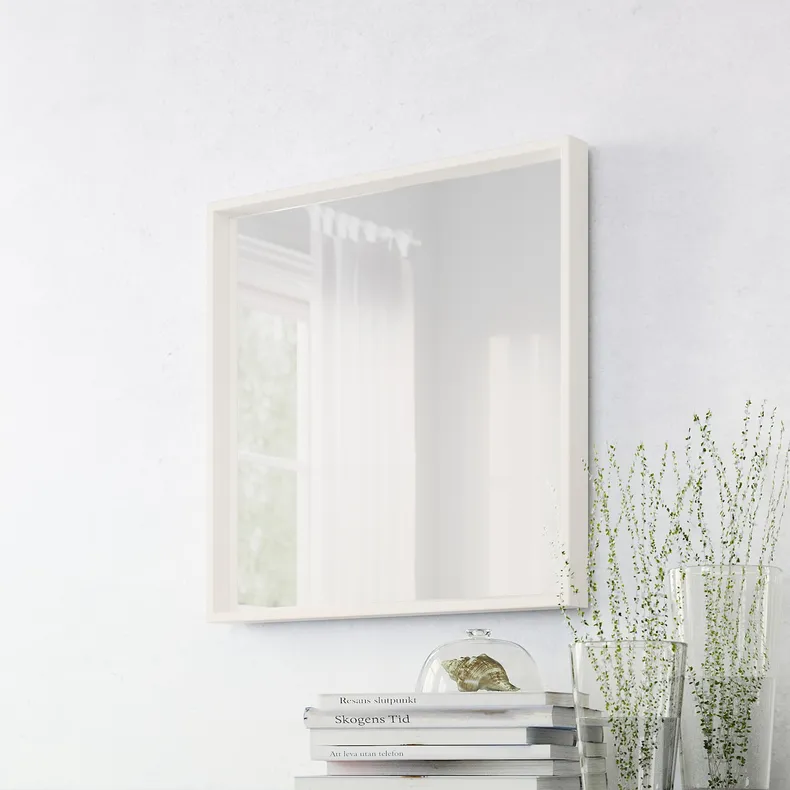IKEA NISSEDAL НИССЕДАЛЬ, зеркало, белый, 65x65 см 203.203.12 фото №3
