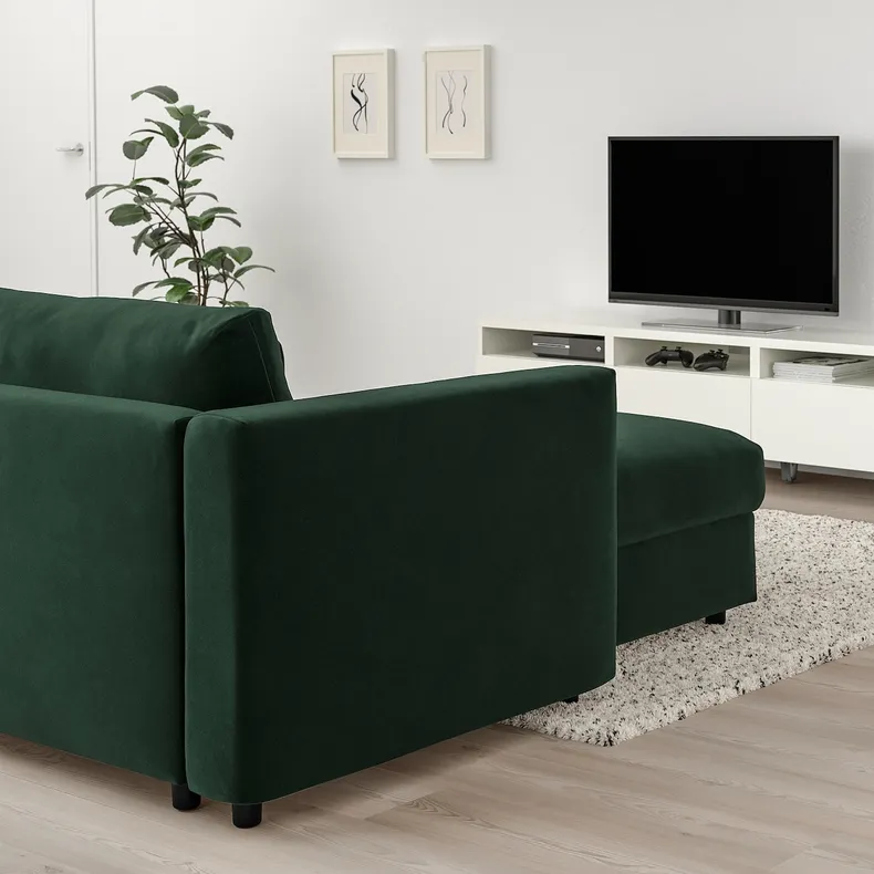 IKEA VIMLE ВІМЛЕ, 3-місний диван, з шезлонгом/дюпаном темно-зеленого кольору 494.336.05 фото №2