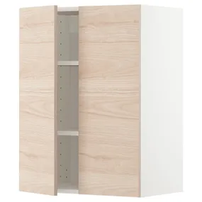 IKEA METOD МЕТОД, навісна шафа з полицями / 2 дверцят, білий / АСКЕРСУНД під світлий ясен, 60x80 см 794.559.50 фото