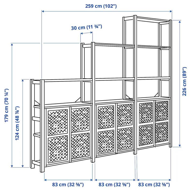 IKEA IVAR ИВАР, стеллаж с дверцами, сосна, 259x30x226 см 594.034.72 фото №6