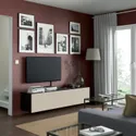 IKEA BESTÅ БЕСТО, тумба для телевізора з дверцятами, чорний / коричневий / Lappviken світло-сірий / бежевий, 180x42x38 см 394.221.79 фото thumb №3