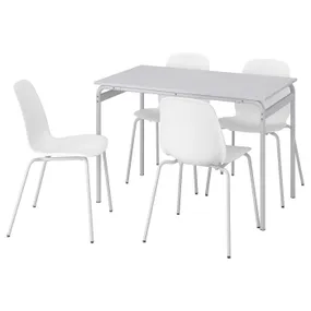 IKEA GRÅSALA ГРОСАЛА / LIDÅS ЛИДОС, стол и 4 стула, серый / белый, 110 см 494.972.73 фото
