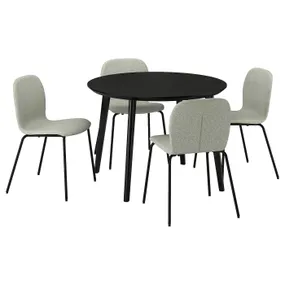 IKEA LISABO ЛИСАБО / KARLPETTER КАРЛПЕТТЕР, стол и 4 стула, черный/огненный светло-зеленый черный, 105 см 695.685.99 фото