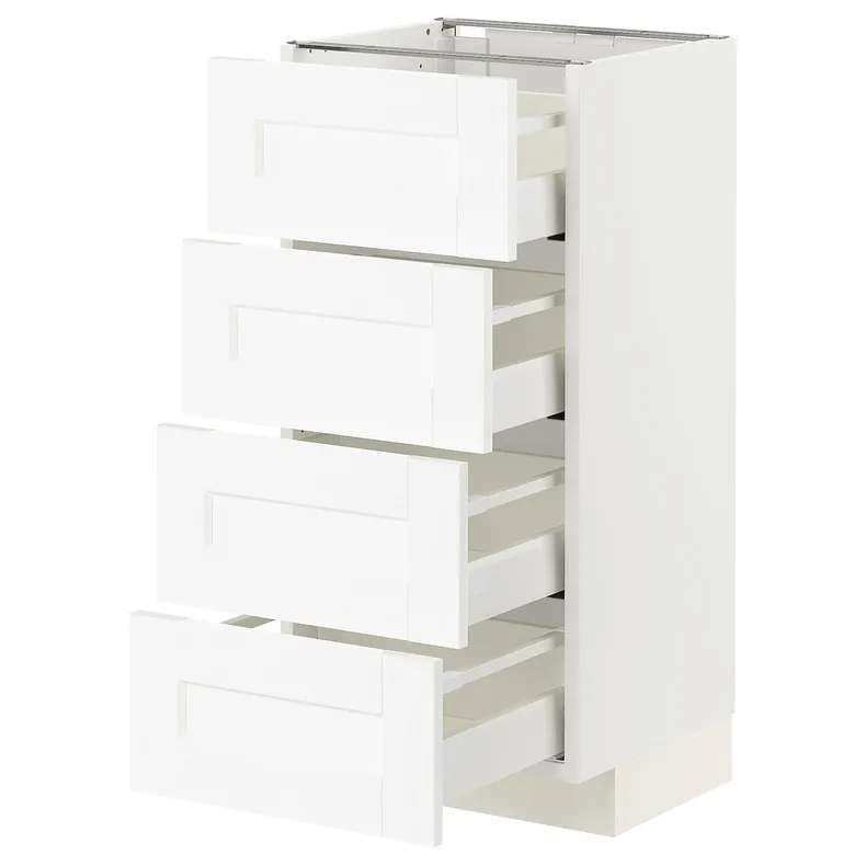 IKEA METOD МЕТОД / MAXIMERA МАКСИМЕРА, напольный шкаф 4 фасада / 4 ящика, белый Энкёпинг / белая имитация дерева, 40x37 см 294.734.14 фото №1