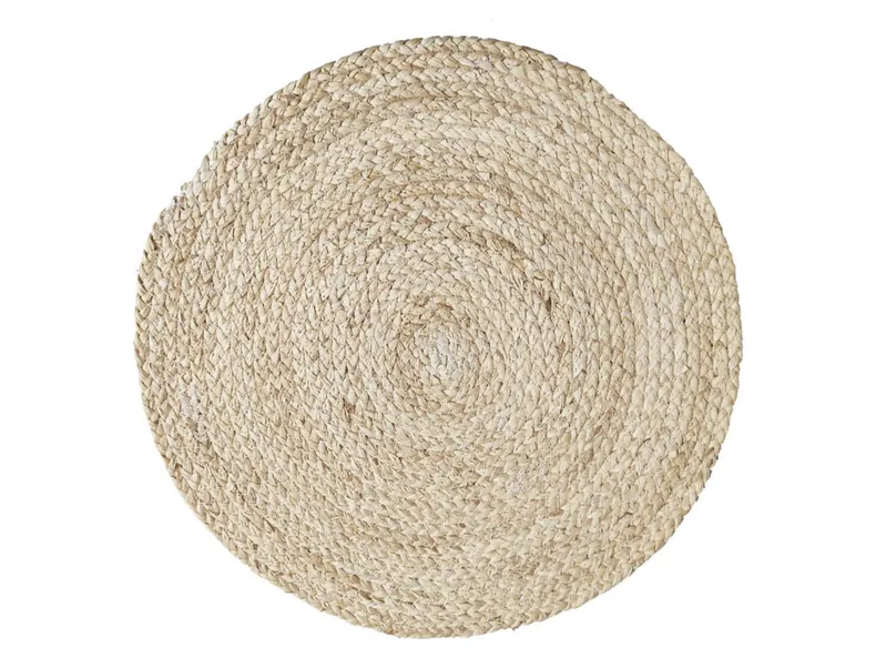 BRW Плетеный коврик из кукурузной соломы бежевый 091333 фото №1