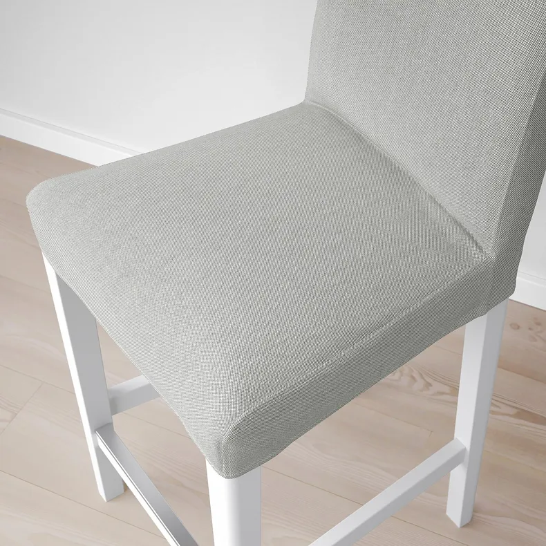 IKEA BERGMUND БЕРГМУНД, барний стілець зі спинкою, білий / Orrsta світло-сірий, 62 см 393.882.03 фото №5