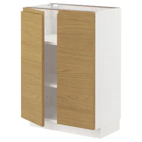 IKEA METOD МЕТОД, підлогова шафа з полицями / 2 дверцят, білий / Voxtorp імітація. дуб, 60x37 см 895.390.49 фото