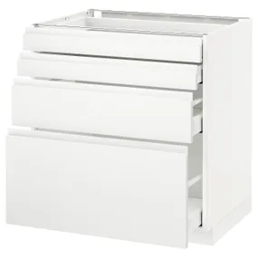 IKEA METOD МЕТОД / MAXIMERA МАКСИМЕРА, напольн шкаф 4 фронт панели / 4 ящика, белый / Воксторп матовый белый, 80x60 см 291.128.08 фото