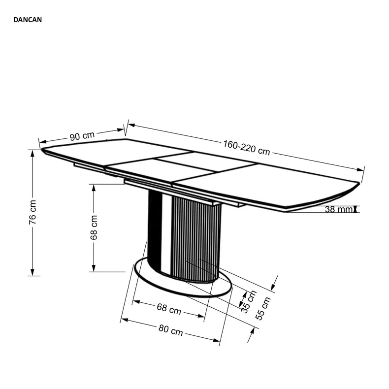 Розкладний стіл HALMAR DANCAN 160-220x90 см, білий мармур / / світлий / чорний фото №24