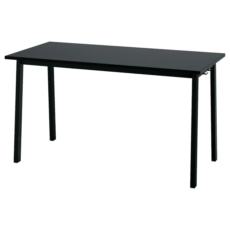 IKEA MITTZON МІТТЗОН, стіл для конференцій, шпон ясена, тонований чорним/чорним, 140x68x75 см 395.329.98 фото №1