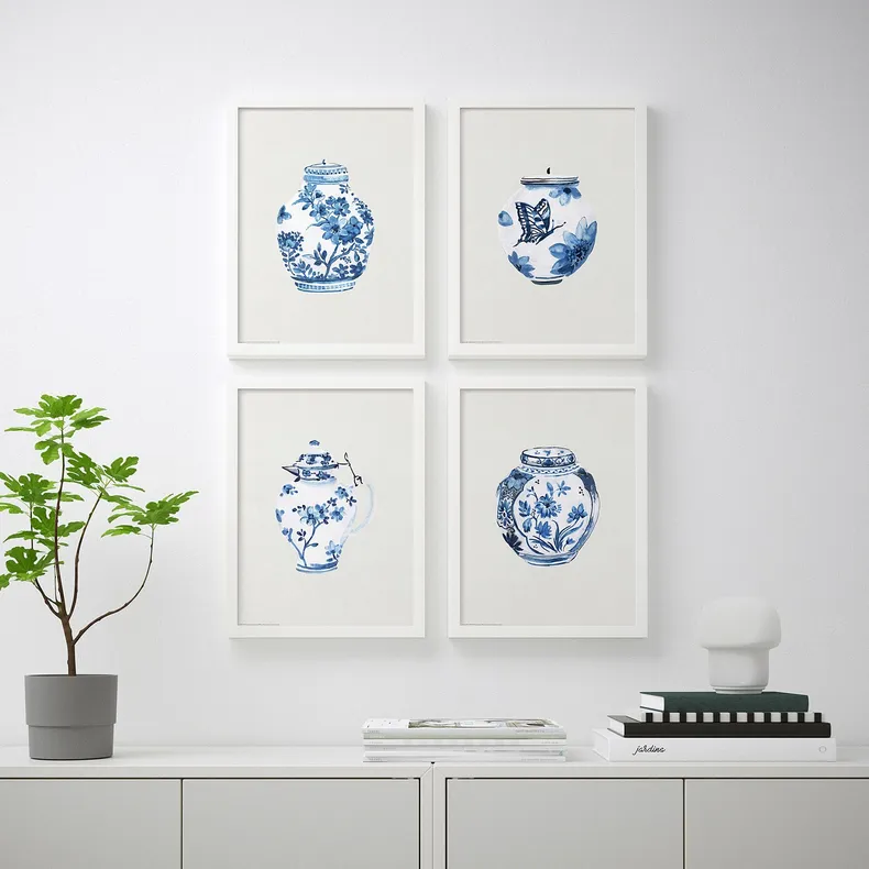 IKEA BILD БІЛЬД, постер, сині та білі урни, 30x40 см 605.130.64 фото №2
