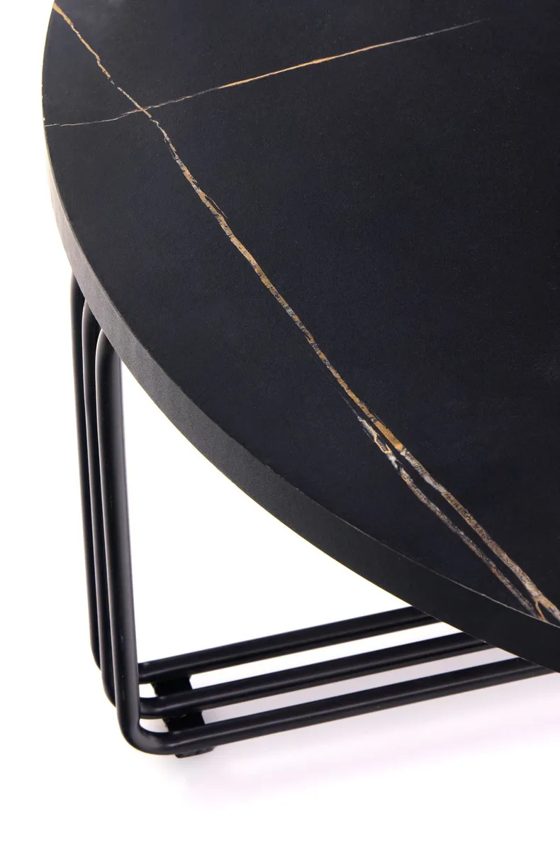 Журнальний стіл круглий HALMAR ANTICA 80x80 см, стільниця - чорний мармур, каркас - чорний фото №4