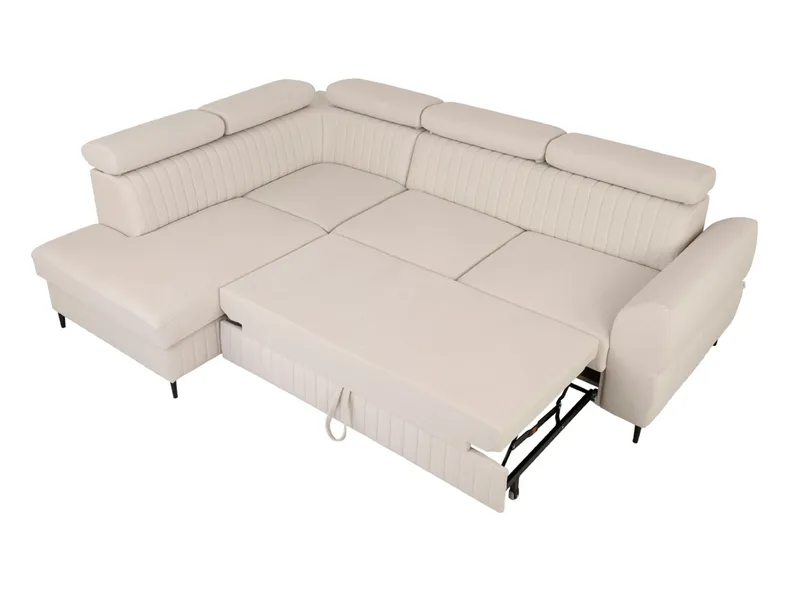 BRW Кутовий диван Aron лівий з функцією спального місця та ящиком для зберігання велюровий бежевий NA-ARON-RECBK.2F-GC_BBF2B2 фото №5