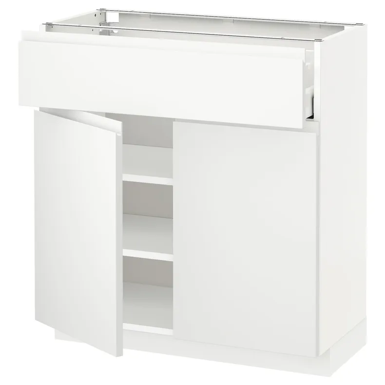 IKEA METOD МЕТОД / MAXIMERA МАКСІМЕРА, підлогова шафа, шухляда / 2 дверцят, білий / Voxtorp матовий білий, 80x37 см 194.663.34 фото №1