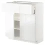 IKEA METOD МЕТОД / MAXIMERA МАКСИМЕРА, напольный шкаф с ящиком / 2дверцами, белый / Воксторп глянцевый / белый, 80x37 см 294.618.59 фото