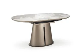 Раскладной стол HALMAR ROBINSON 160-200х90 см, бежевый мрамор / капучино / черный фото