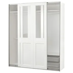 IKEA PAX ПАКС / GRIMO ГРИМО, гардероб с раздвижными дверьми, белый / прозрачное стекло белый, 200x66x236 см 395.022.65 фото