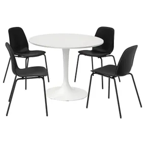 IKEA DOCKSTA ДОКСТА / LIDÅS ЛІДОС, стіл+4 стільці, білий білий/чорний/чорний, 103 см 795.090.62 фото