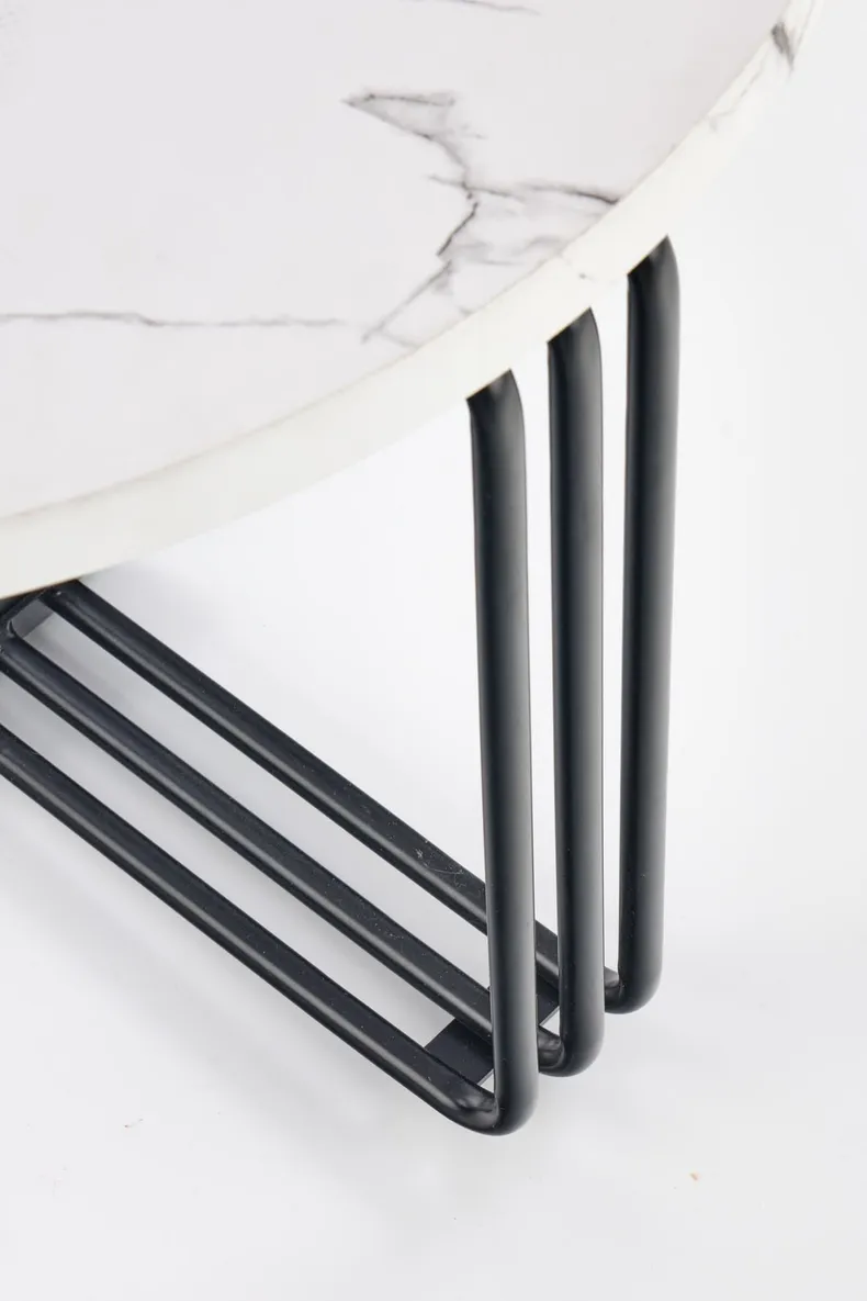 Журнальный стол круглый HALMAR ANTICA M 55x55 см, столешница - белый мрамор, каркас - черный фото №9
