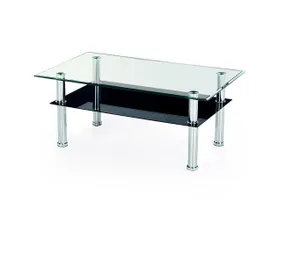 Журнальний столик скляний HALMAR YOLANDA, 103x63 см, чорний / хром фото