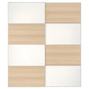 IKEA MEHAMN МЕХАМН, пара раздвижных дверей, 2стр / дуб, окрашенный в белый цвет, 200x236 см 894.397.85 фото