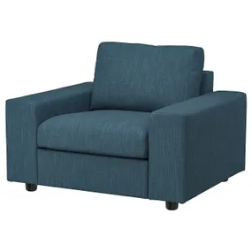 IKEA VIMLE ВІМЛЕ, крісло, з широкими підлокітниками / темно-синій 694.768.73 фото