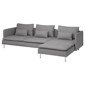 IKEA SÖDERHAMN СЕДЕРХАМН, 4-місний диван із кушеткою, Тонеруд сірий 595.022.93 фото