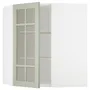 IKEA METOD МЕТОД, кутова настін шафа, полиці / скл двер, білий / Стенсунд світло-зелений, 68x80 см 594.871.03 фото